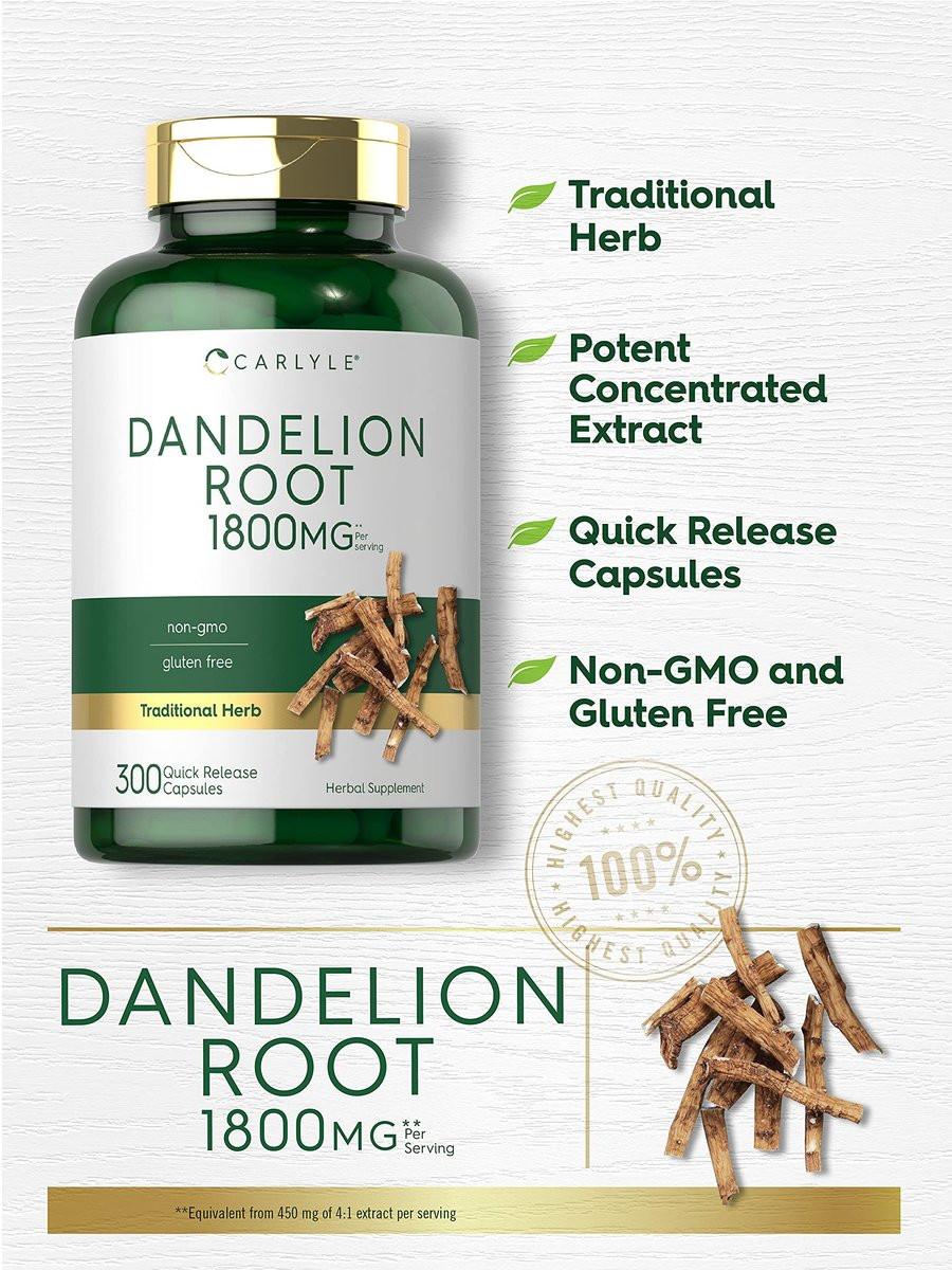 Carlyle Dandelion Root Extract | 300 Capsules | Herb Supplement | Taraxacum Officinale | Non-GMO and Gluten Free - görsel 5