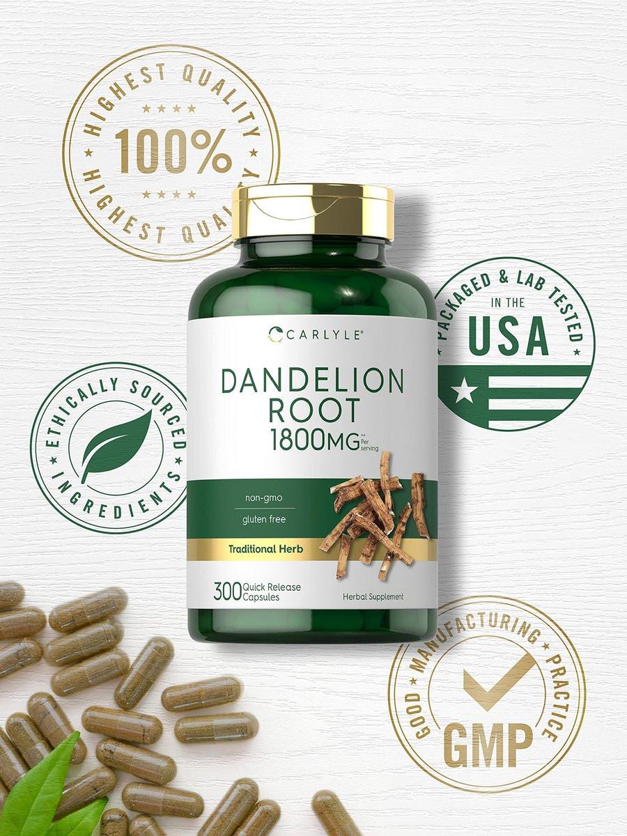 Carlyle Dandelion Root Extract | 300 Capsules | Herb Supplement | Taraxacum Officinale | Non-GMO and Gluten Free - görsel 9