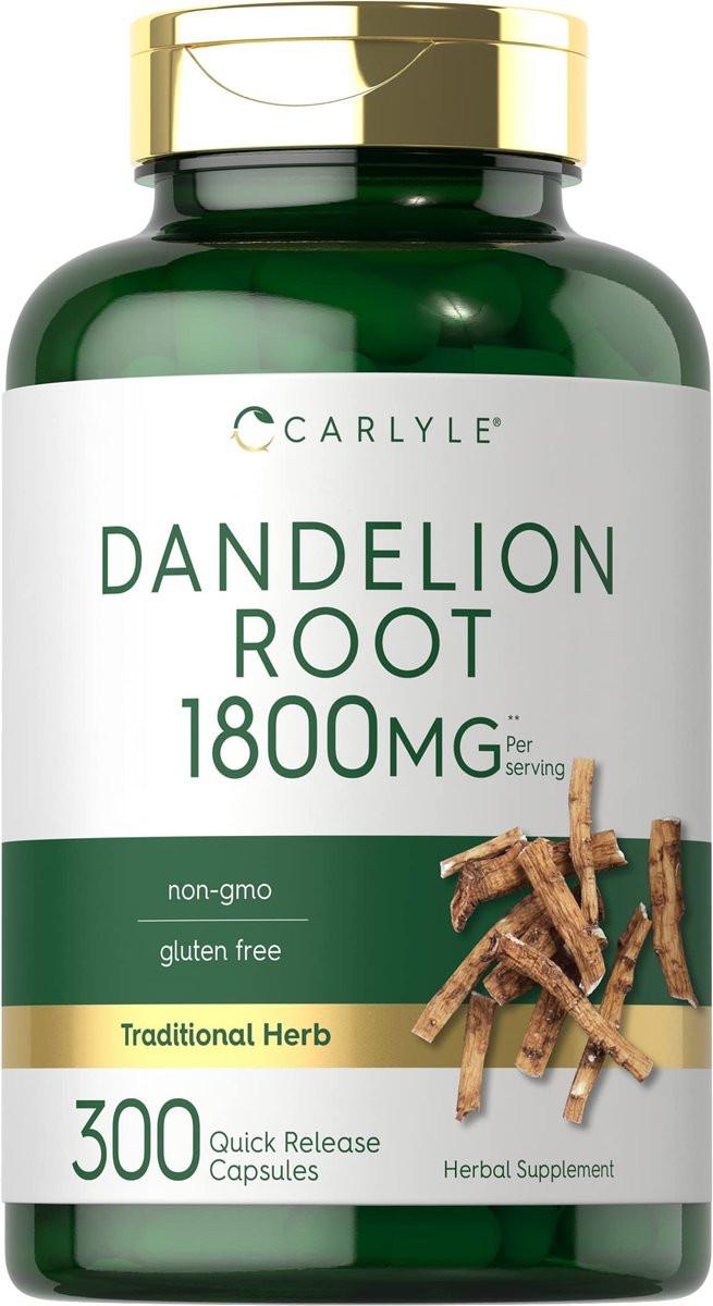 Carlyle Dandelion Root Extract | 300 Capsules | Herb Supplement | Taraxacum Officinale | Non-GMO and Gluten Free - görsel 1
