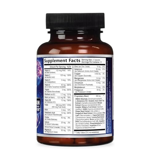 Brain Memory Supplement Pills - 3X Strength Nootropics for Concentration, Clarity & Focus Support - Brain Health Cognitive Vitamins with Bacopa, Phosphatidylserine & DMAE, Brain Booster - 180 Capsules - görsel 9