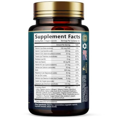 Eye Vitamins Supplements - 3x Strength Eye Health Vitamin with Lutein and Zeaxanthin - Vision Macular Health & Dry Eyes Support With Zinc, Vitamins C E & Minerals, Bottled in USA - 120 Capsules