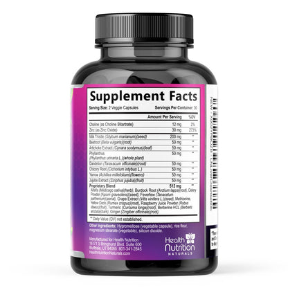 Gentle Liver Cleanse Detox & Repair Formula - Advanced Liver Support Supplement with Silymarin Milk Thistle, Dandelion Root, Artichoke Extract, Turmeric, Choline, & Beetroot - 240 Veggie Capsules