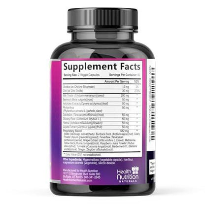 Gentle Liver Cleanse Detox & Repair Formula - Advanced Liver Support Supplement with Silymarin Milk Thistle, Dandelion Root, Artichoke Extract, Turmeric, Choline, & Beetroot - 120 Veggie Capsules