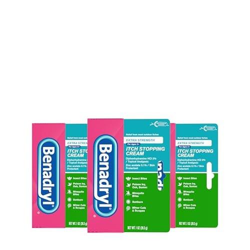 Benadryl Extra Strength Anti-Itch Topical Cream with 2% Diphenhydramine HCI & for Itch Relief of Outdoor Itches Associated with Poison Ivy, Insect Bites & More, 1 oz, 3 Pack - görsel 1