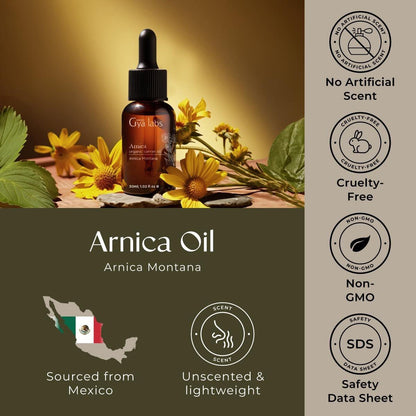 Gya Labs Arnica Oil - 1 Fl Oz - Carrier Oil for Hair, Skin, Face, Scalp & Body Massage