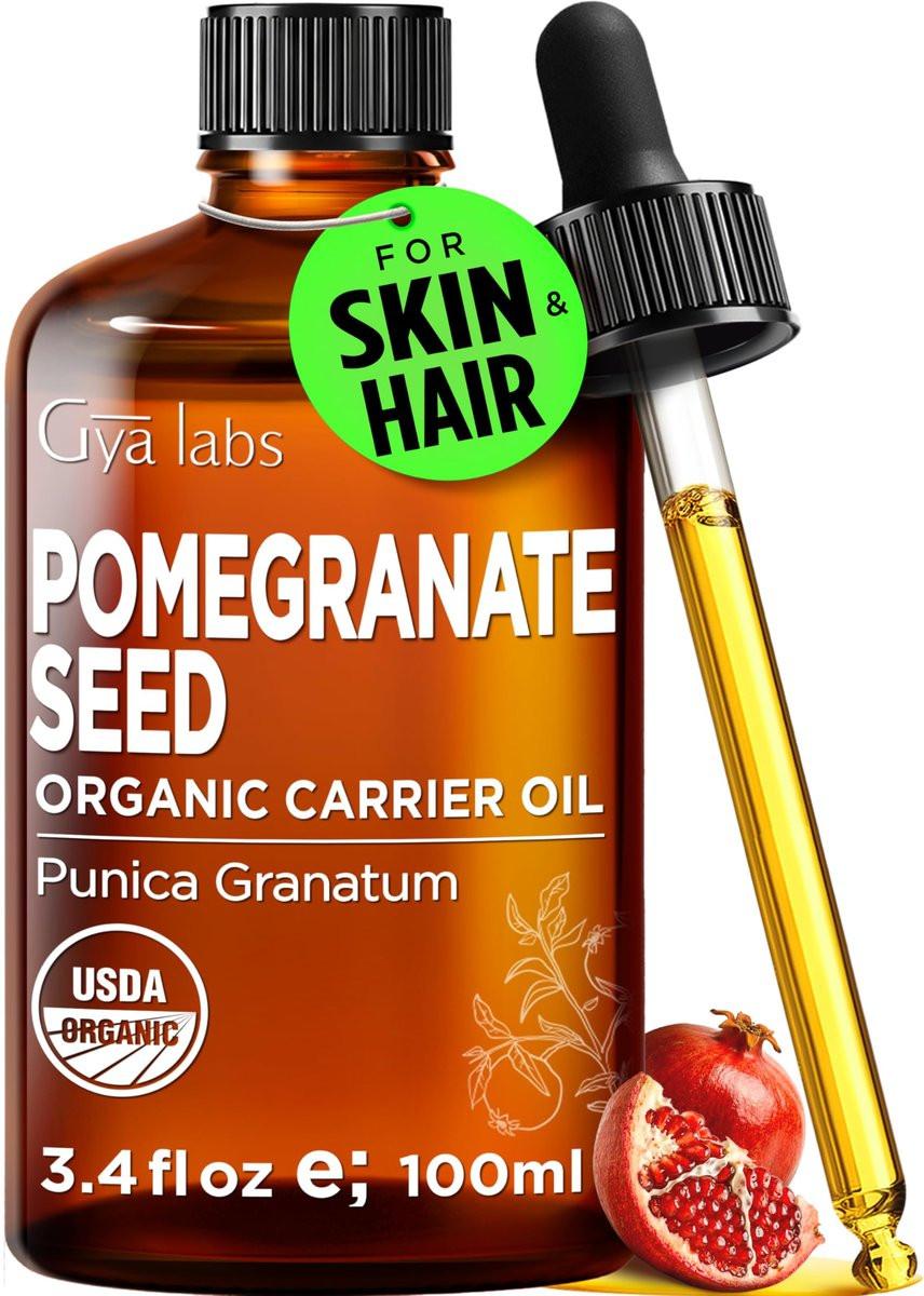 Gya Labs USDA Organic Pomegranate Seed Oil - 3.4 Fl Oz - Carrier Oil for Hair, Skin, Face, Scalp & Body Massage - görsel 1