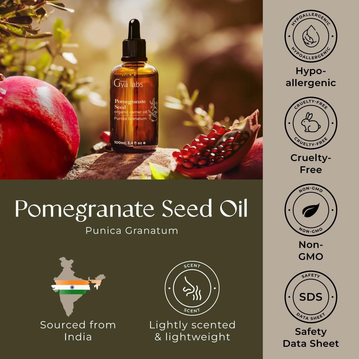 Gya Labs USDA Organic Pomegranate Seed Oil - 3.4 Fl Oz - Carrier Oil for Hair, Skin, Face, Scalp & Body Massage - görsel 11