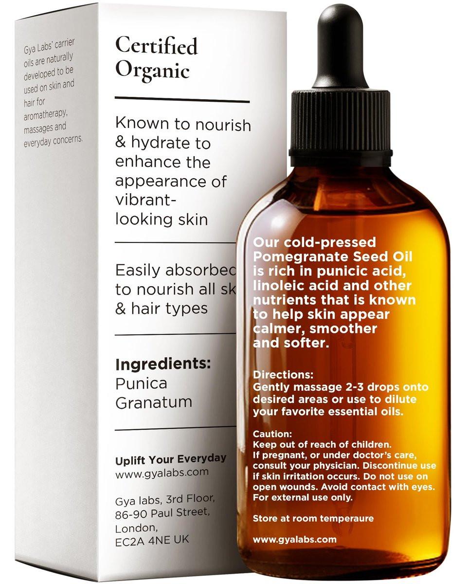 Gya Labs USDA Organic Pomegranate Seed Oil - 3.4 Fl Oz - Carrier Oil for Hair, Skin, Face, Scalp & Body Massage - görsel 3