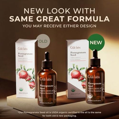 Gya Labs USDA Organic Pomegranate Seed Oil - 3.4 Fl Oz - Carrier Oil for Hair, Skin, Face, Scalp & Body Massage
