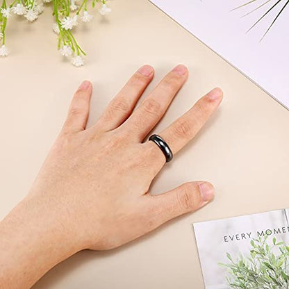 32 Pieces Genuine Hematite Rings Set - Negative Energy Ring Non Magnetic Hematite Stone Jewelry 6t Curved Surface 6 Plane 6t Faceted Size 6-13 Cute Cool Jewelry (Black)