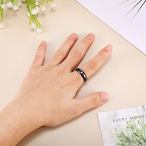 32 Pieces Genuine Hematite Rings Set - Negative Energy Ring Non Magnetic Hematite Stone Jewelry 6t Curved Surface 6 Plane 6t Faceted Size 6-13 Cute Cool Jewelry (Black) - görsel 6
