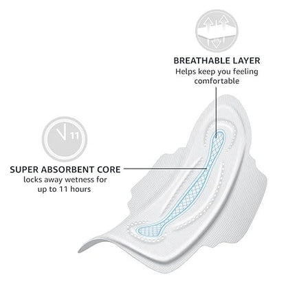 Amazon Basics Thick Maxi Pads with Wings for – Wings for Secure Fit: The adhesive wings wrap around the sides of – Image 2