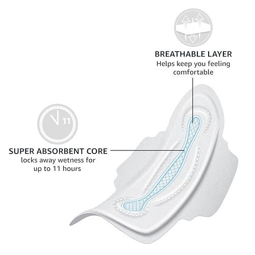 Amazon Basics Thick Maxi Pads with Wings for – Overnight Absorbency: These pads are specifically designed for – Image 1