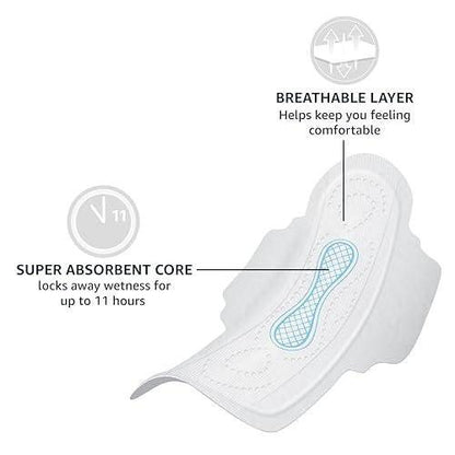 Amazon Basics Overnight Feminine Period Pads for Women, Ultra Thin with Flexi-Wings, Unscented, Size 4, 112 Count (4 Packs of 28)