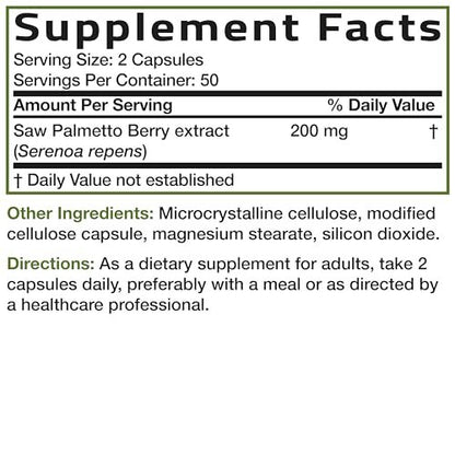 Bronson Saw Palmetto Extra Strength - Supports Healthy Prostate Function & Urinary Health - Non GMO, 100 Vegetarian Capsules