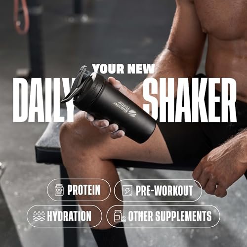 BlenderBottle Sport Insulated Stainless Steel Shaker Bottle with Wire Whisk, 24-Ounce, Grey – Protein Shakes & Hydration for Athletes & Fitness Enthusiasts, Easy Mixing, Keeps Drinks Cold, Lockable Lid - görsel 2