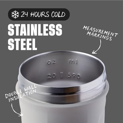 BlenderBottle Sport Insulated Stainless Steel Shaker Bottle with Wire Whisk, 24-Ounce, Grey – Protein Shakes & Hydration for Athletes & Fitness Enthusiasts, Easy Mixing, Keeps Drinks Cold, Lockable Lid