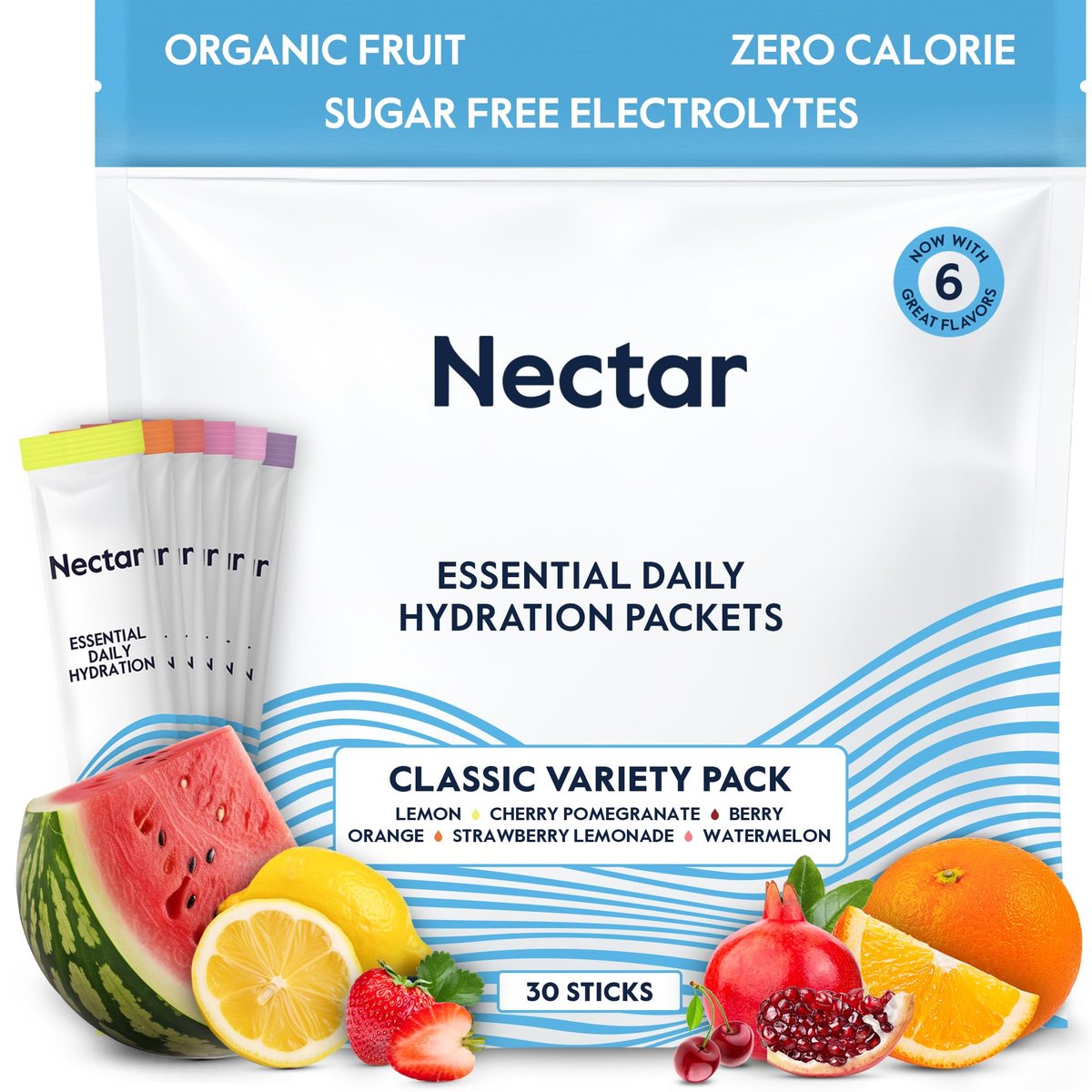 Nectar Hydration Packets - Electrolytes – Organic Fruit Flavors: Made with real organic fruit extracts for a – Image 2