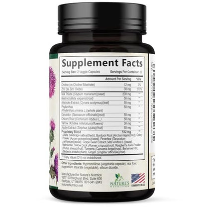 Liver Cleanse Detox & Repair Formula - 20-in-1 Advanced Liver Support Supplement with Silymarin Milk Thistle, Dandelion Root, Artichoke Extract, Turmeric, Choline, & Beetroot - 120 Veggie Capsules