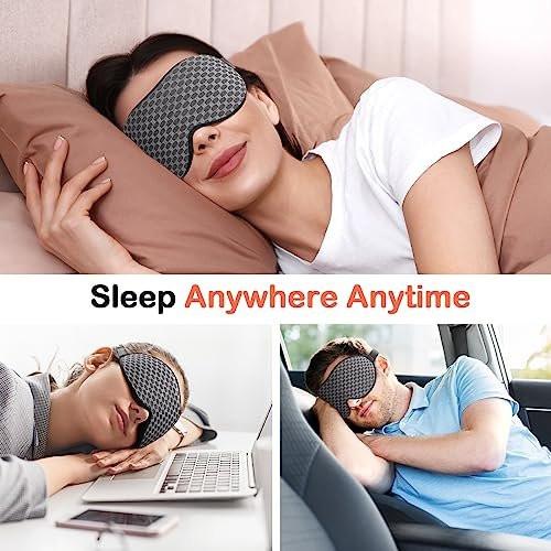 INNELO 3D Contoured Sleep Mask for Side Sleepers, 100% Light Blocking Sleeping Mask for Men & Women, Soft, No Pressure on Eyes, Airplane Blindfold for Travel, Night Eye Cover for Nap, Yoga, Grey - görsel 2