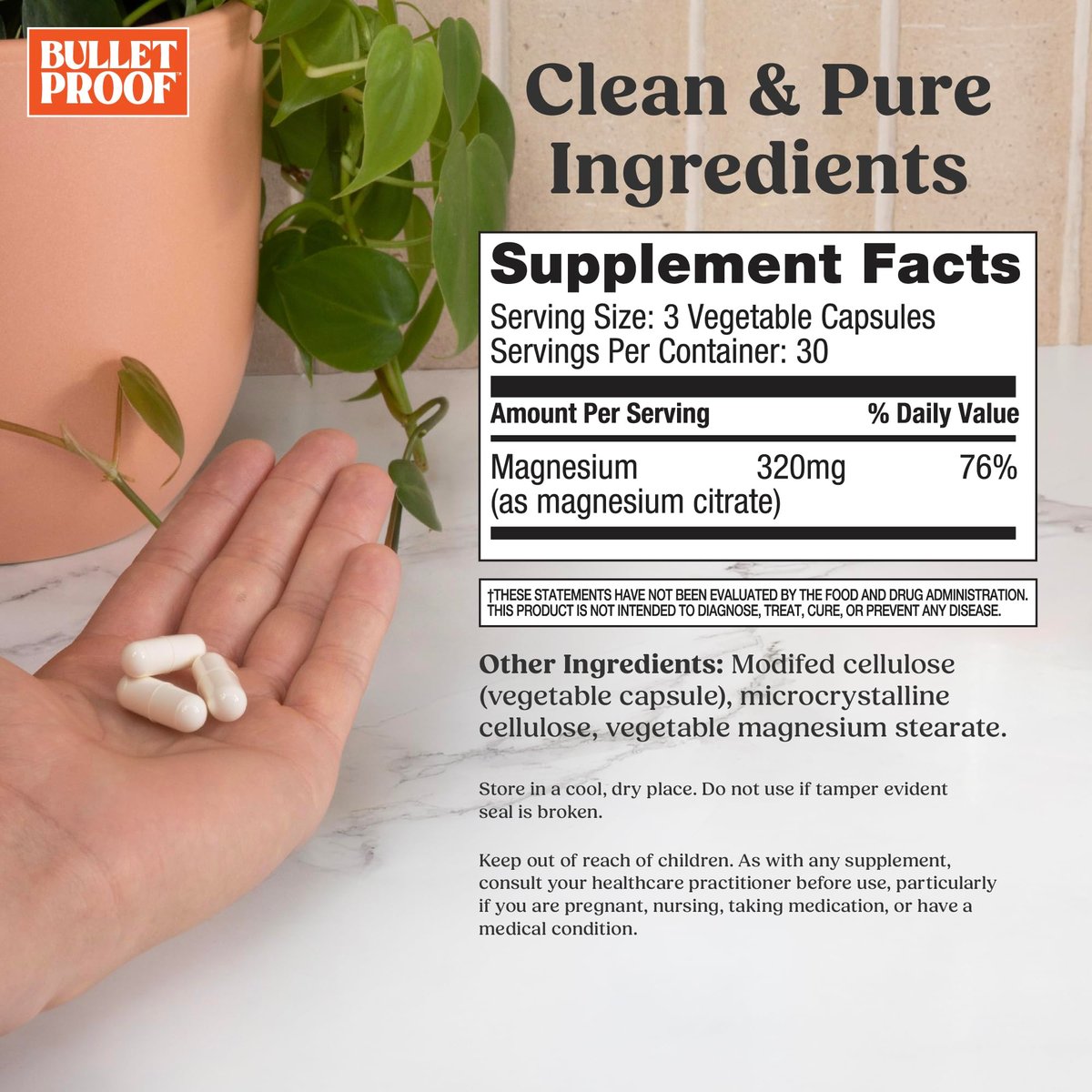 Bulletproof Magnesium Capsules, 90 Count – – High Purity: Bulletproof Magnesium is formulated without common – Image 4
