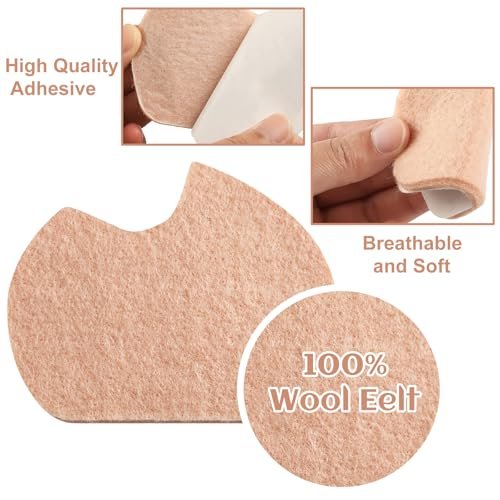 24 Pieces Foot Pads for Dancer Sesamoiditis Pads for Ball of Right Feet Pain Felt Forefoot Cushion Self Adhesive Foot Cushion for Men Women Dancing Pain Relief (Beige) - görsel 9