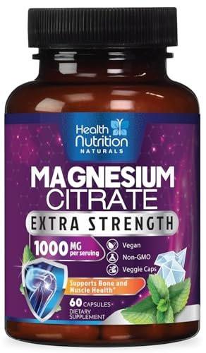 Magnesium Citrate 1000mg Per Serving - Max Absorption Magnesium Powder Capsules for Muscle, Nerve, Bone and Heart Health Support, High Absorption Citrate Complex, Gluten Free, Non-GMO - 60 Capsules - görsel 2
