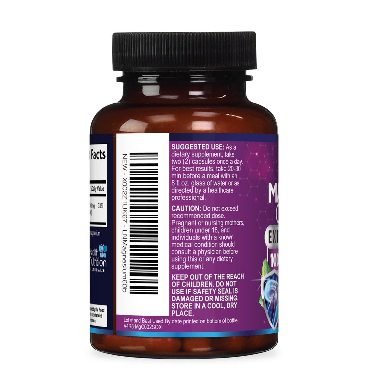 Magnesium Citrate 1000mg Per Serving - Max Absorption Magnesium Powder Capsules for Muscle, Nerve, Bone and Heart Health Support, High Absorption Citrate Complex, Gluten Free, Non-GMO - 60 Capsules - görsel 15