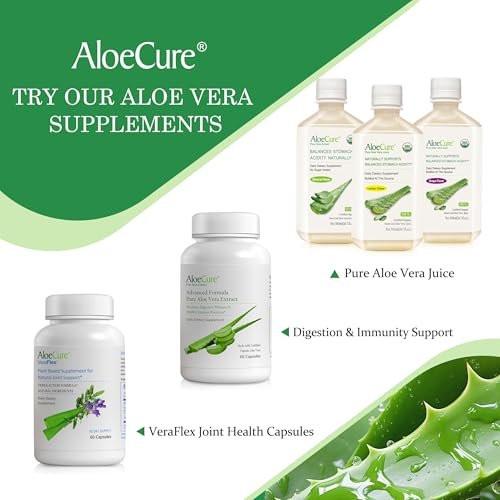 AloeCure Aloe Vera Capsules, Made with Organic Aloe Vera to Gently Support Gut Health & Digestive Comfort, Stomach Acid Buffer, Natural Immune Supplement, Aloin Free, 30ct x 300mg Capsules - görsel 5