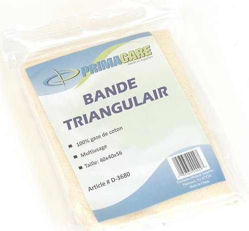 Primacare D-3680 First Aid Triangular Splint Bandage with Safety Pins for Sprain and Broken Bones Support, Latex Free Non-Woven Cotton, 40x40x56 (Pack of 12) - görsel 13