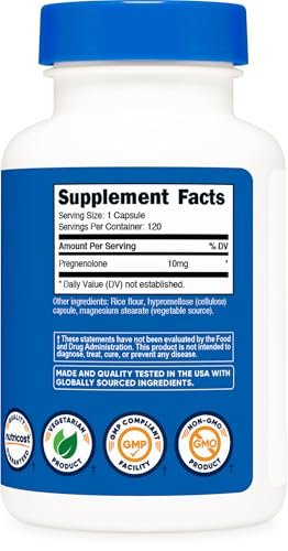 Nutricost Pregnenolone 10mg, 120 Capsules - Non-GMO, Gluten Free, Vegetarian Capsules - görsel 9
