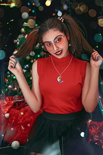 MAIBAOTA 7 Chakra Healing Crystal Necklace Gothic Necklaces for Women Crescent Moon Phase Stone Pendant Necklaces Natural Reiki Spiritual Quartz Gemstone Hippie Witch Jewelry Gifts for Women - görsel 7