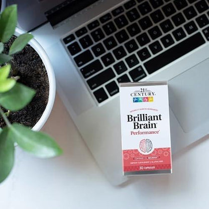 21st Century Brilliant Brain Performance Capsules, (30 Count), Cognitive Health Support, Contains Plant-Sourced Phosphatidylserine & Nootropic Coffee Fruit Extract, Decaf & Gluten Free