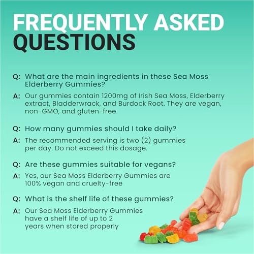BIO VITALICA Irish Sea Moss Gummies with Elderberry – USA Made Vegan Gummies with Vitamin C, D & Zinc – Immune Support Supplement with Bladderwrack & Burdock Root for Adults & Kids – 60 Count - görsel 6
