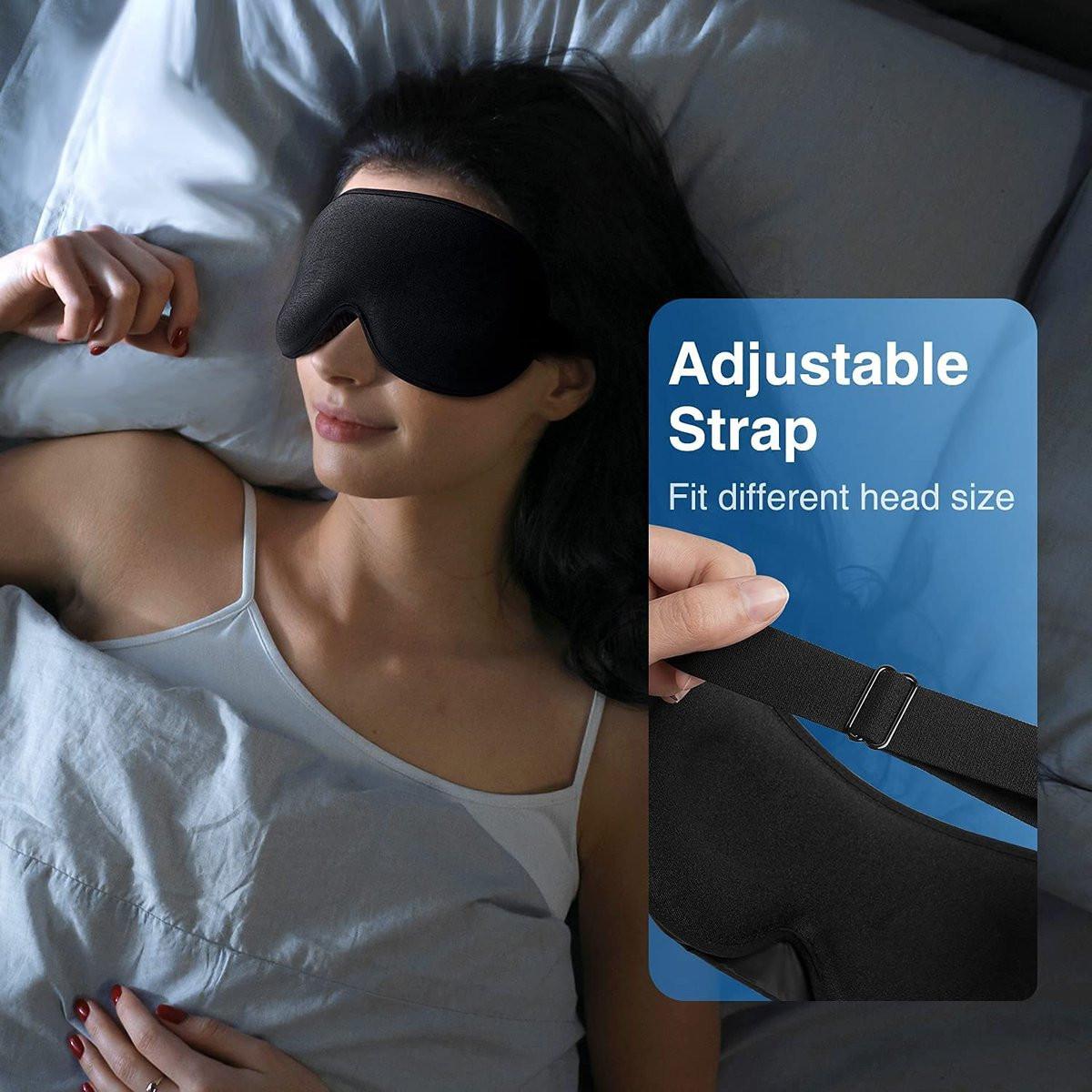 YFONG Weighted Sleep Mask, Women Men 3D Blocking Lights Sleeping Mask (4.2oz/120g), Pressure Relief Night Sleep Eye Mask with Adjustable Strap, Eye Cover Blindfold for Travel Nap Yoga, Black - görsel 12
