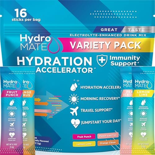 HydroMATE Electrolytes Powder Packets Low – Added Vitamin C: Supports immune system health while you hydrate. – Image 3