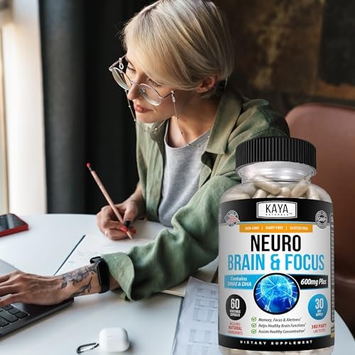Kaya Naturals Neuro Brain for Memory & Focus - Nootropic Energy Capsule - Brain Support Supplement - Focus & Concentration & Learning Accuracy - Cognitive Function - 180 Count - görsel 3