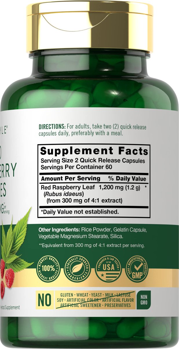 Carlyle Red Raspberry Leaf Capsules | 120 Count | Traditional Herbal Extract | Non-GMO and Gluten Free Formula - görsel 3