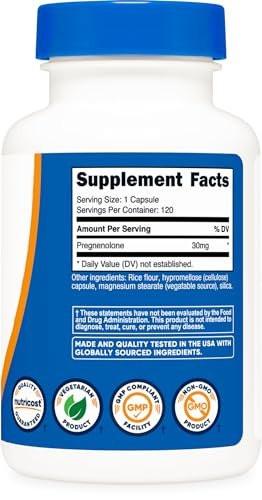 Nutricost Pregnenolone 30mg, 120 Capsules - Non-GMO, Gluten Free, Vegetarian Capsules - görsel 1