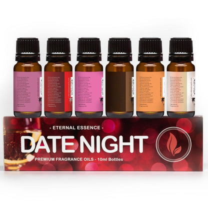 Eternal Essence Oils Date Night Set of 6 Premium Fragrance Oils - Includes PS I Love You, Amber Romance, Secret Crush, Chocolate Fondue, Strawberry Champagne, and Love Spell Scented Oils - 10ML