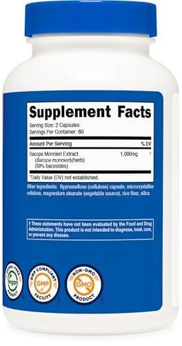 Nutricost Bacopa Monnieri 1,000mg, 120 Capsules (60 Servings) - Non-GMO, Gluten Free, and Vegetarian Friendly - görsel 3