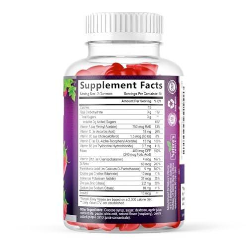 Multivitamin Gummies for Adults - Complete Adult Multivitamins Gummy with Essential Vitamins A, C, D, E, & High Potency B12 for Women & Men, Daily Immune Support Multivitamins Supplement - 120 Gummies - görsel 18