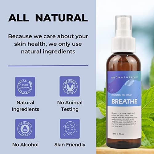 Benatu Peppermint Eucalyptus Essential Oil Blend Spray for Body and Hair, Multi-Use Natural Breathe Scent Aromatherapy Room Mist for Linen, Bedding, Fabric, Pillow, Car 4 fl oz - görsel 2