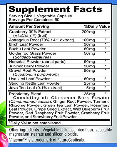 YUMMYVITE Herbal Kidney Cleanse with Cranberry Extract, Astragalus - 21 Fruits & Herbs - Detox & Cleanse Urinary Tract & Bladder Health, Kidney Support, 60 Vegan Capsules - görsel 11