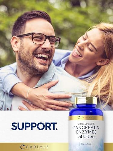 Carlyle Pancreatin Digestive Enzymes | 250 Caplets | with Protease, Amylase & Lipase | High Strength | Non-GMO, Gluten Free Supplement
