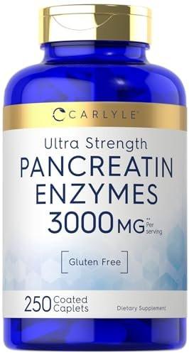 Carlyle Pancreatin Digestive Enzymes | 250 Caplets | with Protease, Amylase & Lipase | High Strength | Non-GMO, Gluten Free Supplement - görsel 1