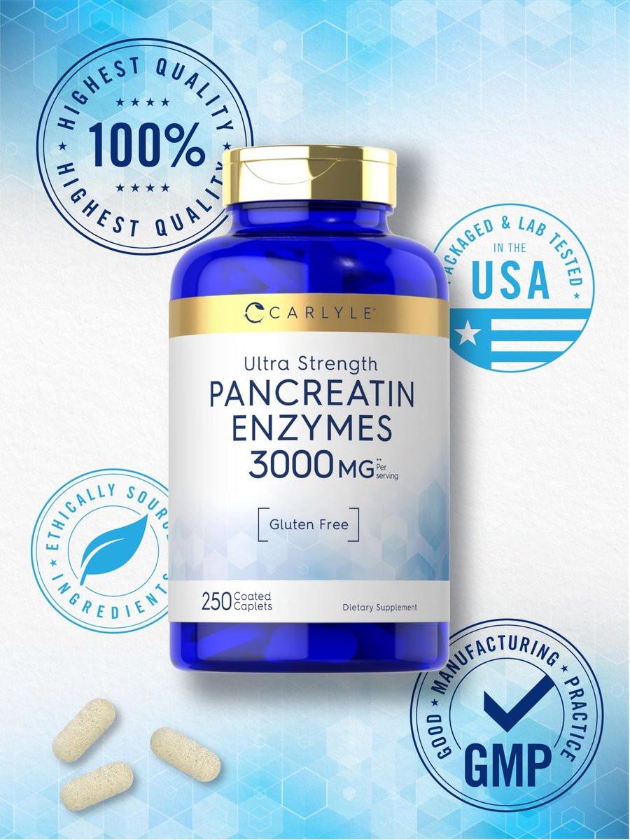 Carlyle Pancreatin Digestive Enzymes | 250 Caplets | with Protease, Amylase & Lipase | High Strength | Non-GMO, Gluten Free Supplement - görsel 10