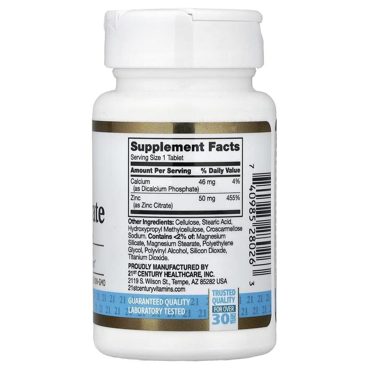 21st Century Healthcare Zinc Citrate Tablets 50mg, 360 Count - görsel 3