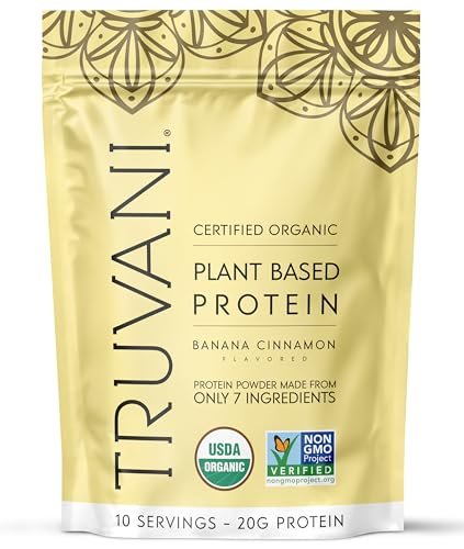 Truvani Vegan Pea Protein Powder | Banana Cinnamon | 20g Organic Plant Based Protein | 10 Servings | Keto | Gluten & Dairy Free | Low Carb | No Added Sugar - görsel 1