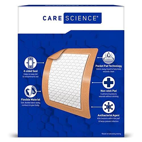 Care Science Fabric Adhesive Pad Bandages, 3x4 Inches Extra Large Flexible Non-Stick Strip, Helps Prevent Infection, Breathable Protection, for First Aid & Wound Care, 30 Count - görsel 14